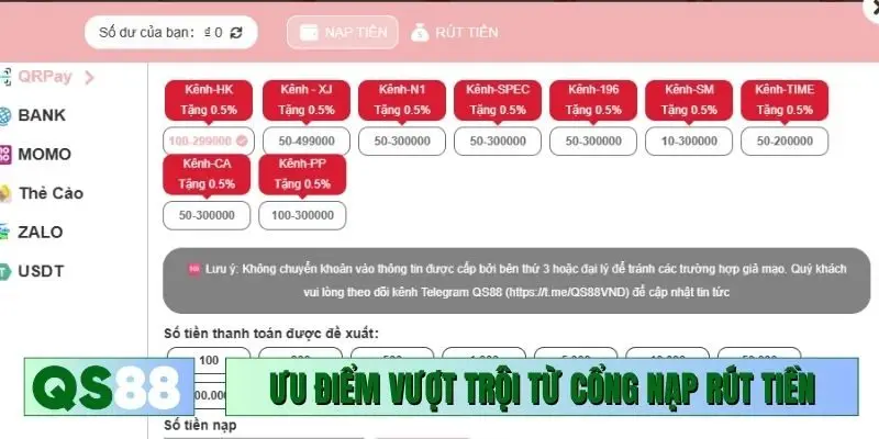 Ưu điểm vượt trội từ cổng nạp rút tiền của nhà cái